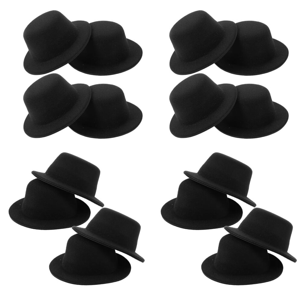 8463 16pcs Mini Snowman Hat Miniature Top Hats Tiny Formal Hats Small Black